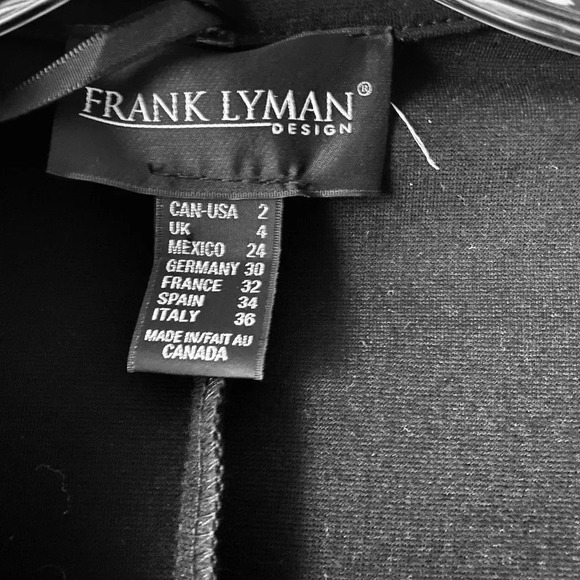 FRANK LYMAN | Black Peplum High-Low Ruffled Leather Trim Neckline Jacket Size 2 - Picture 6 of 7